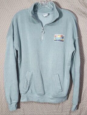 Ron Jon Surf Shop 1/4 Zip Sweatshirt Jacket Mint Green Women's Medium Used